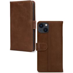 Mobilize Wallet iPhone 13 Mini Pele genuína Capa livro Carteira - Castanho