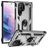 Mobigear Armor Ring Samsung Galaxy S23 Ultra Plástico rígido Capa traseira Antichoque com anel - Prateado