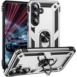 Mobigear Armor ring Samsung Galaxy S25 FE Hard Case Back cover Shockproof with Ring Holder - Silver