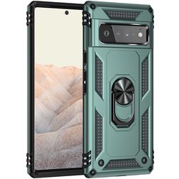 Mobigear Armor Ring Google Pixel 6 Pro Plástico rígido Capa traseira Antichoque com anel - Verde