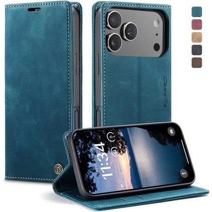 CaseMe 013 iPhone 18 Pro Plånboksfodral med sedelfack - Blå