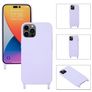 Mobigear Lanyard iPhone 14 Pro Max Silicona Funda con cuerda - Morado
