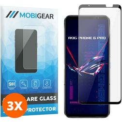 Mobigear Premium ASUS ROG Phone 6 Pro Vidro temperado Película de ecrã - Compatível com capas - Preto (Pack de 3)