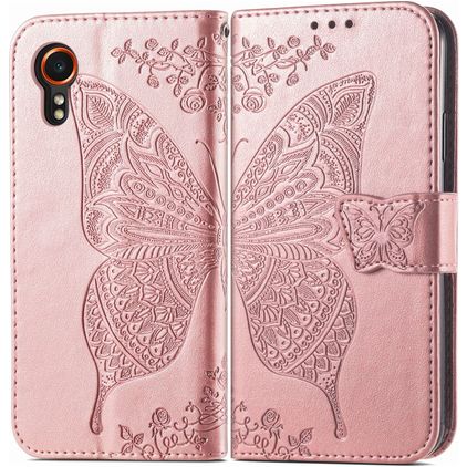 Mobigear Butterfly Samsung Galaxy Xcover 7 Cover a libro portafoglio - Oro rosa
