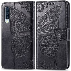 Mobigear Butterfly Samsung Galaxy A70 Lompakkokotelo + Setelitasku - Musta