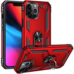 Mobigear Armor Ring iPhone 14 Pro Hårdt Bagsidecover Stødsikkert med ringholder - Rød