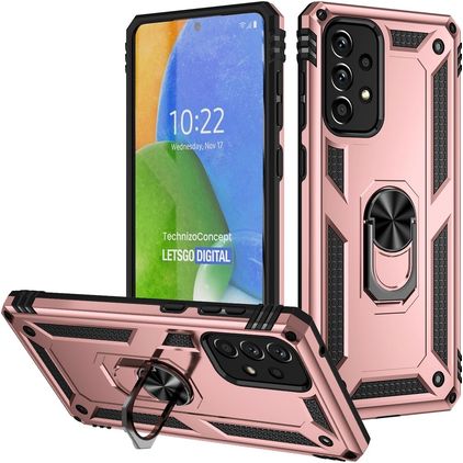 Mobigear Armor Ring Samsung Galaxy A73 Funda Plástico rígido Carcasa Antigolpes con anillo - Oro rosa