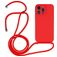 Mobigear Lanyard iPhone 14 Pro Max Silicona Funda con cuerda - Rojo