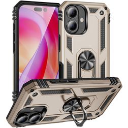 Mobigear Armor Ring iPhone 16 Plus Hårdt Bagsidecover Stødsikkert med ringholder - Guld