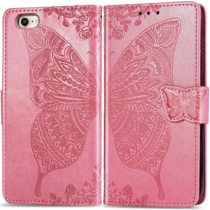 Mobigear Butterfly iPhone 17e Plånboksfodral med sedelfack - Rosa