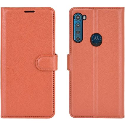 Mobigear Classic Motorola One Fusion Plus Wallet case - Cognac