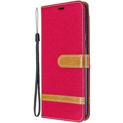 Mobigear Fabric Samsung Galaxy A21 Tyg Plånboksfodral med sedelfack - Röd