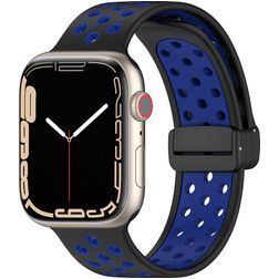 Mobigear Sport Plus Mag Silikon Apple Watch Řemínek Magnetické zapínání - 49/46/45/44 mm - Černá / Modrá