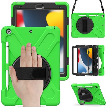 Mobigear SureGrip XGuard iPad 7 (2019) Plastica rigida / Silicone Back cover + Portapenna + Tracolla + Supporto - Verde