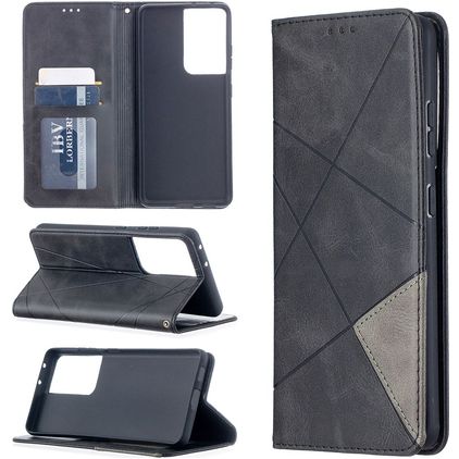 Mobigear Rhombus Slim Samsung Galaxy S21 Ultra Funda tipo libro - Negro