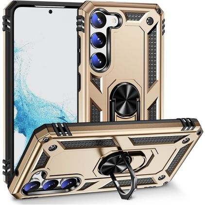Mobigear Armor Ring Samsung Galaxy S23 Hard Case Back cover Shockproof with Ring Holder - Gold