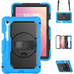 Mobigear SureGrip XGuard Samsung Galaxy Tab S11 Capa Plástico rígido / Silicone Capa traseira + Suporte para caneta stylus + Alça de ombro + Suporte - Azul