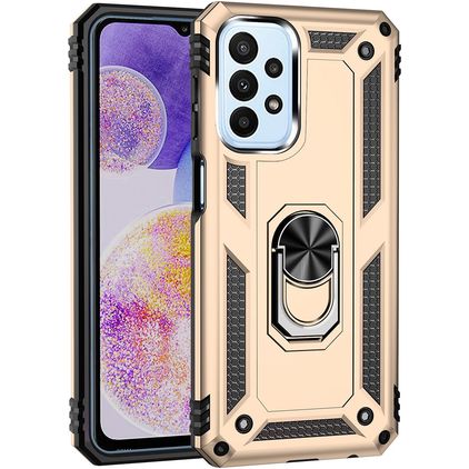 Mobigear Armor Ring Samsung Galaxy A23 Plástico rígido Capa traseira Antichoque com anel - Dourado