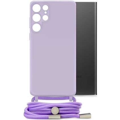 Mobilize Lanyard Gelly Samsung Galaxy S22 Ultra Fleksibel TPU Cover med snor - Pastel Purple