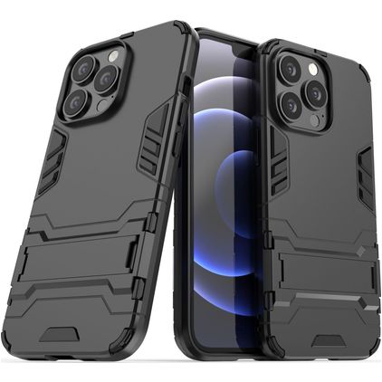 Mobigear Armor Stand iPhone 13 Pro Hårdt Bagsidecover Stødsikkert med Stander - Sort
