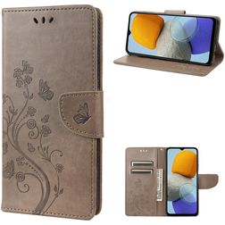 Mobigear Flowers Samsung Galaxy M23 Funda tipo libro Cartera - Gris