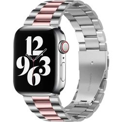 Mobigear Antwerp Rostfritt stål Apple Watch Armband Fjärilslås - 49/46/45/44 mm - Rosa / Silver