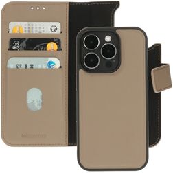Mobiparts iPhone 14 Pro MagSafe Cover Ægte læder Aftageligt 2-i-1-pungetui med Seddelrum - Taupe