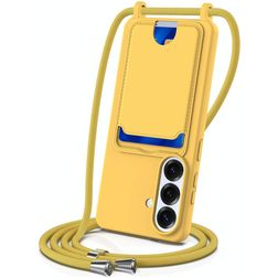Mobigear Lanyard Card Samsung Galaxy S26 Silicone Case with lanyard and Card Holder - Yellow