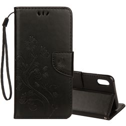 Mobigear Flowers iPhone XR Funda tipo libro Cartera - Negro