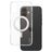 CARE by PanzerGlass Kickstand iPhone 16 Plus MagSafe Hårdt Bagsidecover med Stander - Gennemsigtig / Sølv