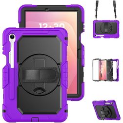 Mobigear SureGrip XGuard Samsung Galaxy Tab S11 Plastica rigida / Silicone Back cover + Portapenna + Tracolla + Supporto - Viola