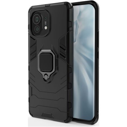 Mobigear Armor Ring Xiaomi Mi 11 Hard Case Back cover Shockproof with Ring Holder - Black