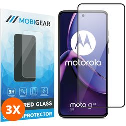 Mobigear Premium Motorola Moto G84 Cristal templado Protector de pantalla - Compatible con fundas - Negro (pack de 3)
