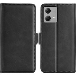 Mobigear Slim Magnet Motorola Moto G84 Lompakkokotelo + Setelitasku - Musta