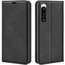 Mobigear Retro Slim Sony Xperia 5 IV Cover a libro portafoglio - Nero