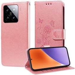 Mobigear Flowers Xiaomi 15 Cover a libro portafoglio - Oro rosa