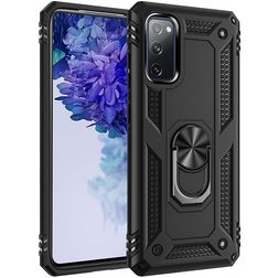 Mobigear Armor Ring Samsung Galaxy S20 FE Hard Case Back cover Shockproof with Ring Holder - Black