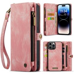 CaseMe 008 iPhone 15 Pro Funda tipo libro 2 en 1 con carcasa extraíble Cartera - Rosa