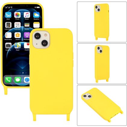 Mobigear Lanyard iPhone 14 Plus Silicone Case with lanyard - Yellow