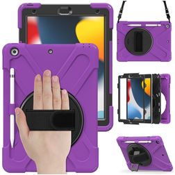 Mobigear SureGrip XGuard iPad 7 (2019) Capa Plástico rígido / Silicone Capa traseira + Suporte para caneta stylus + Alça de ombro + Suporte - Roxo