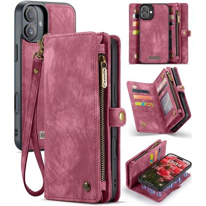 CaseMe 008 iPhone 16 Plus Case Detachable 2-in-1 Wallet Case Wallet - Red