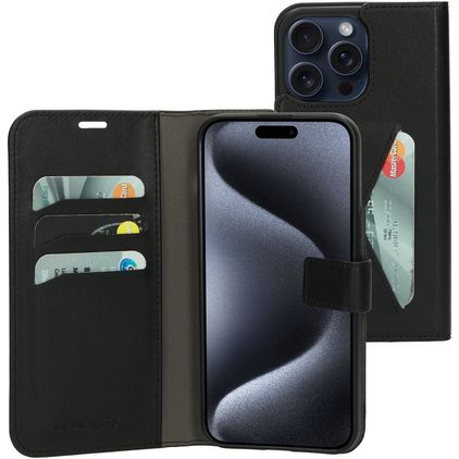 Mobiparts Classic Wallet iPhone 15 Pro Max Pungetui med Seddelrum - Sort
