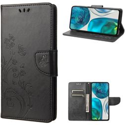 Mobigear Flowers Motorola Moto G82 Knížkové pouzdro Peněženka - Černá