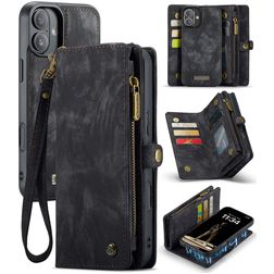 CaseMe 008 iPhone 16 Cover Aftageligt 2-i-1-pungetui med Seddelrum - Sort