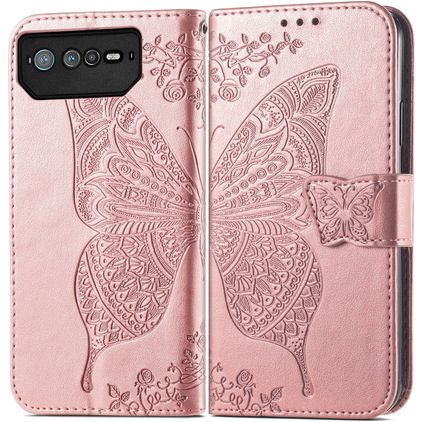 Mobigear Butterfly ASUS ROG Phone 6 Pro Plånboksfodral med sedelfack - Roséguld
