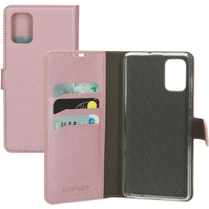 Mobiparts Saffiano Wallet Samsung Galaxy A71 Cover a libro portafoglio - Rosa
