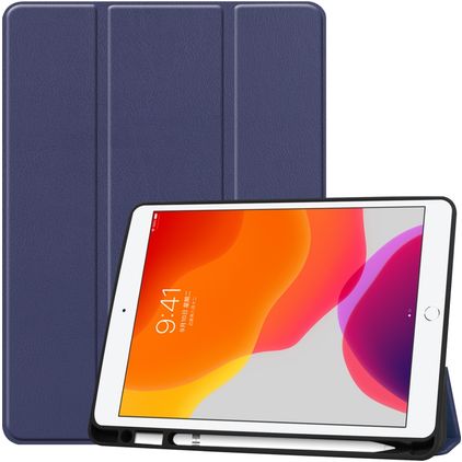 Mobigear Tri-Fold Gel iPad 7 (2019) TPU / Poliuretano (PU) Cover a libro + Portapenna - Blu scuro