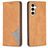 Mobigear Rhombus Slim Samsung Galaxy S24 FE Funda tipo libro - Coñac