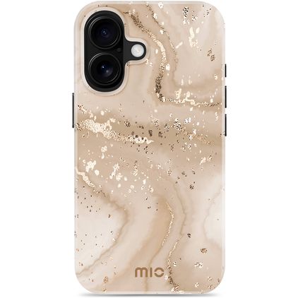 MIO iPhone 16 MagSafe Funda Plástico rígido Carcasa - Gold Marble