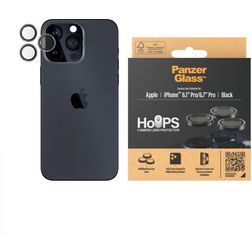 PanzerGlass Hoops iPhone 15 Pro Vidro temperado Protetor de lentes da câmara - Compatível com capas - Preto